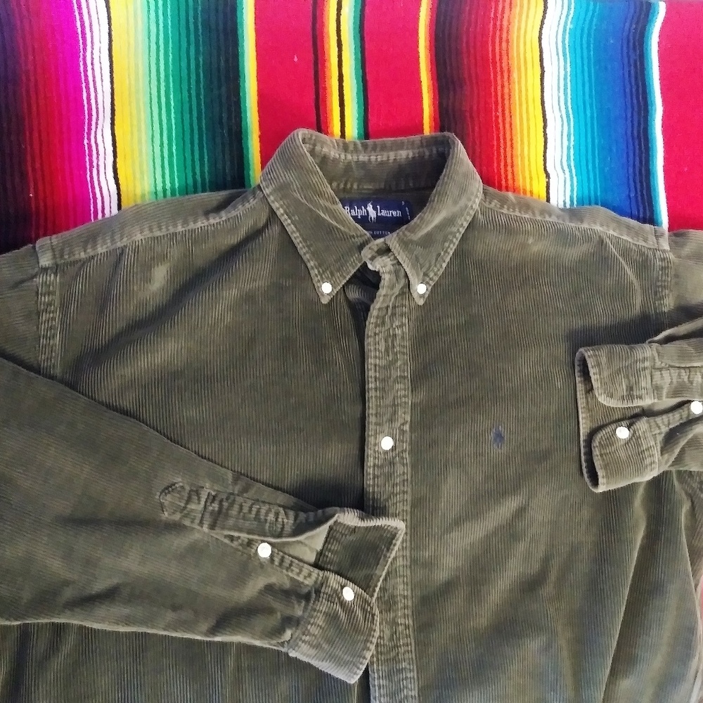 VINTAGE POLO RALPH CORDUROY LONG SLEEVE BUTTON UP